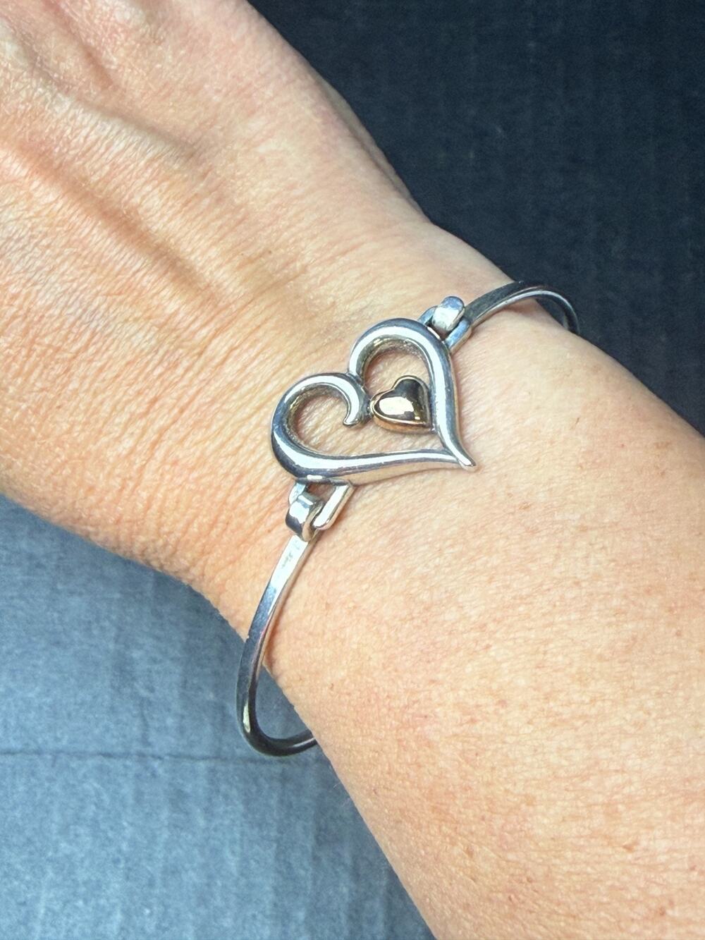James Avery 925 Sterling Silver & 14k Joy of My Heart Hook-On Bracelet Size L